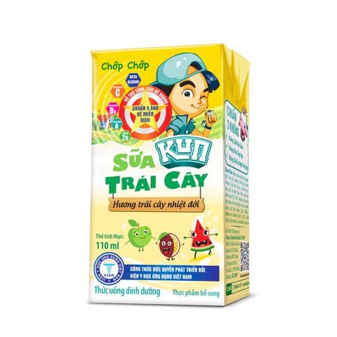 KUN - Sữa trái cây vị trái cây nhiệt đới thùng 48 hộp x 110ml