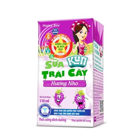 KUN - Sữa trái cây vị nho thùng 48 hộp x 110ml