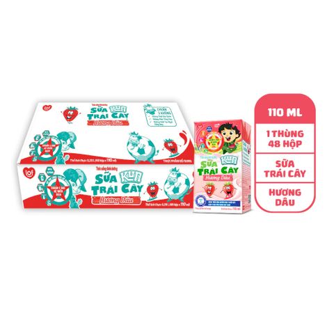 KUN - Sữa trái cây dâu 110ml lốc 4 x48