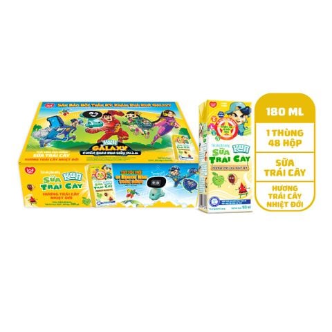 KUN - Sữa trái cây vị trái cây nhiệt đới thùng 48 hộp x 180ml