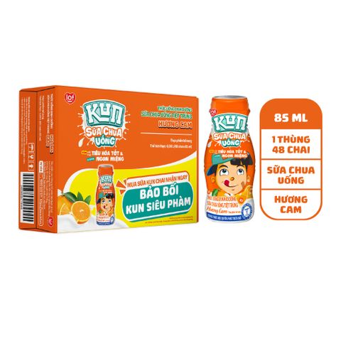 KUN - Sữa chua uống cam chai 85ml lốc 6 x48