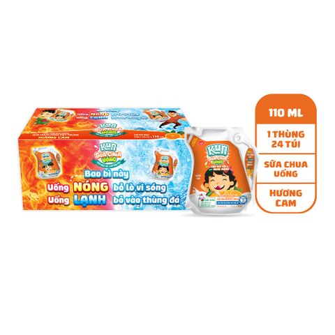 KUN - Sữa chua uống cam túi 110ml x24
