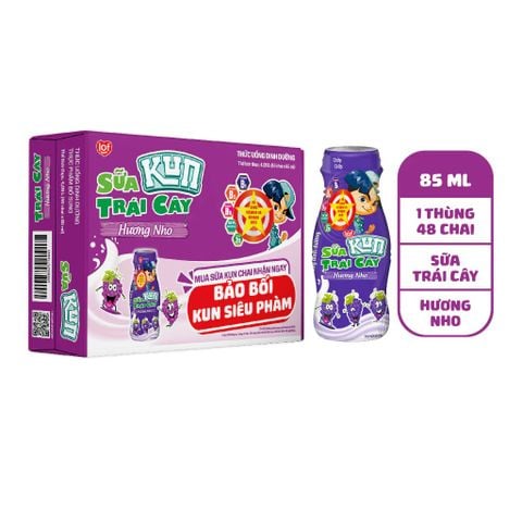 KUN - Sữa trái cây vị nho thùng 48 chai x 85ml