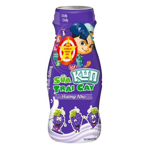 KUN - Sữa trái cây vị nho thùng 48 chai x 85ml