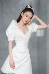 Đầm Xòe Tay Phồng Nhấn Eo - MS 2512