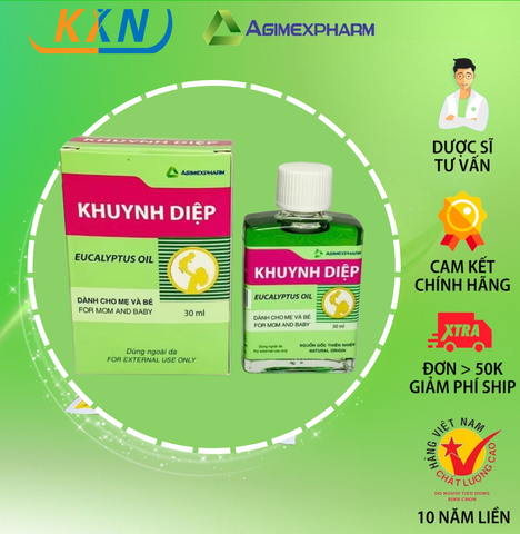  Tinh dầu Khuynh Diệp Eucalyptus Oil Agimexpharm ấm da vùng xoa, dùng massage thư giãn dành cho mẹ và bé (30ml) 