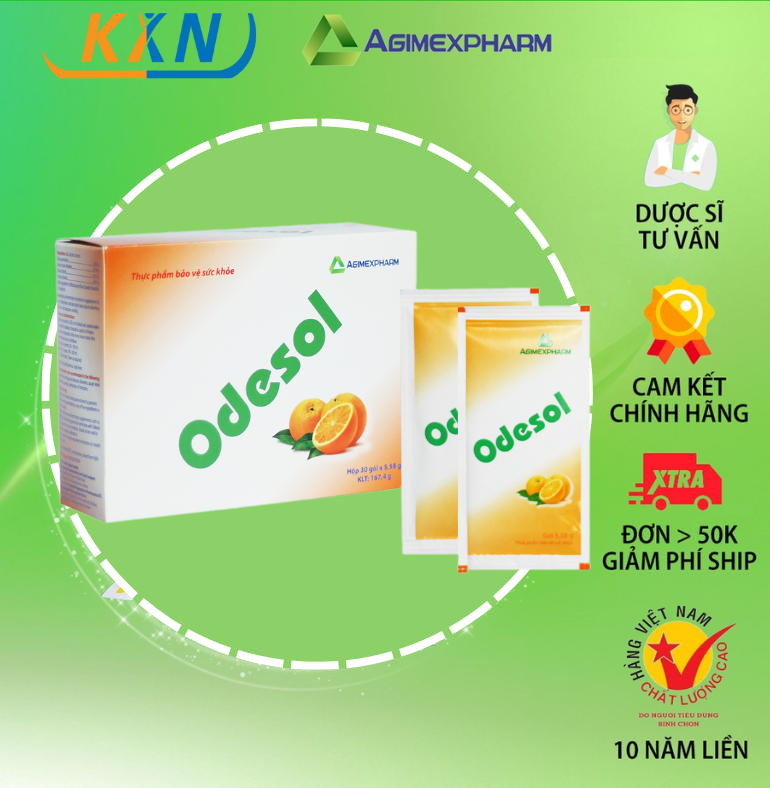 ODESOL – BỔ SUNG NƯỚC VÀ CHẤT ĐIỆN GIẢI AGIMEXPHARM 30 GÓI X 5,58G