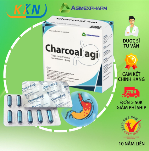  TPCN CHARCOAL AGI - HỖ TRỢ ĐẦY HƠI, CHƯỚNG BỤNG, KHÓ TIÊU 