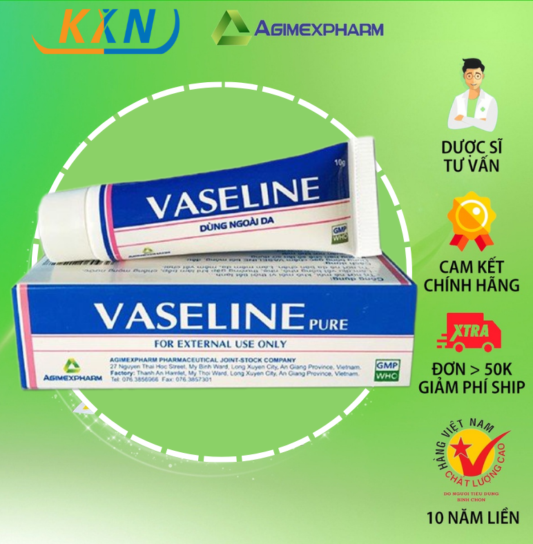 Tuýp dưỡng ẩm Vaseline 10g (Agimexpharm) hộp 1 tuýp 10g