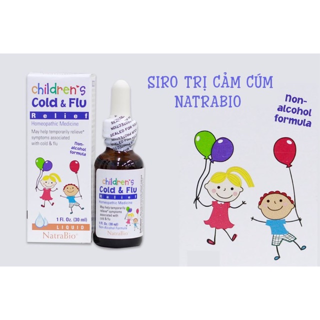 Siro Children Cold & Flu Relief Natrabio 30ml trị ho cho bé VitaminVN