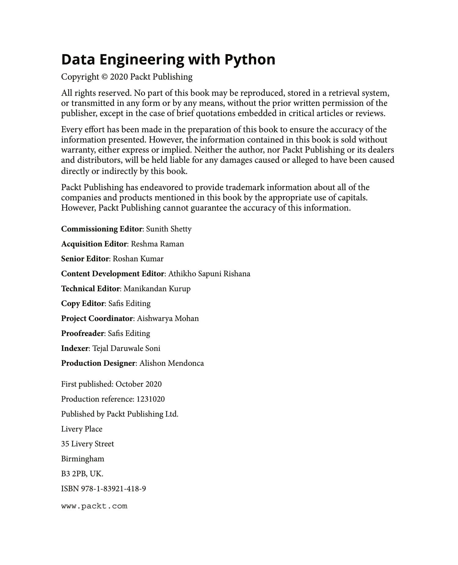 Data Engineering with Python: Work with massive datasets to design dat ...