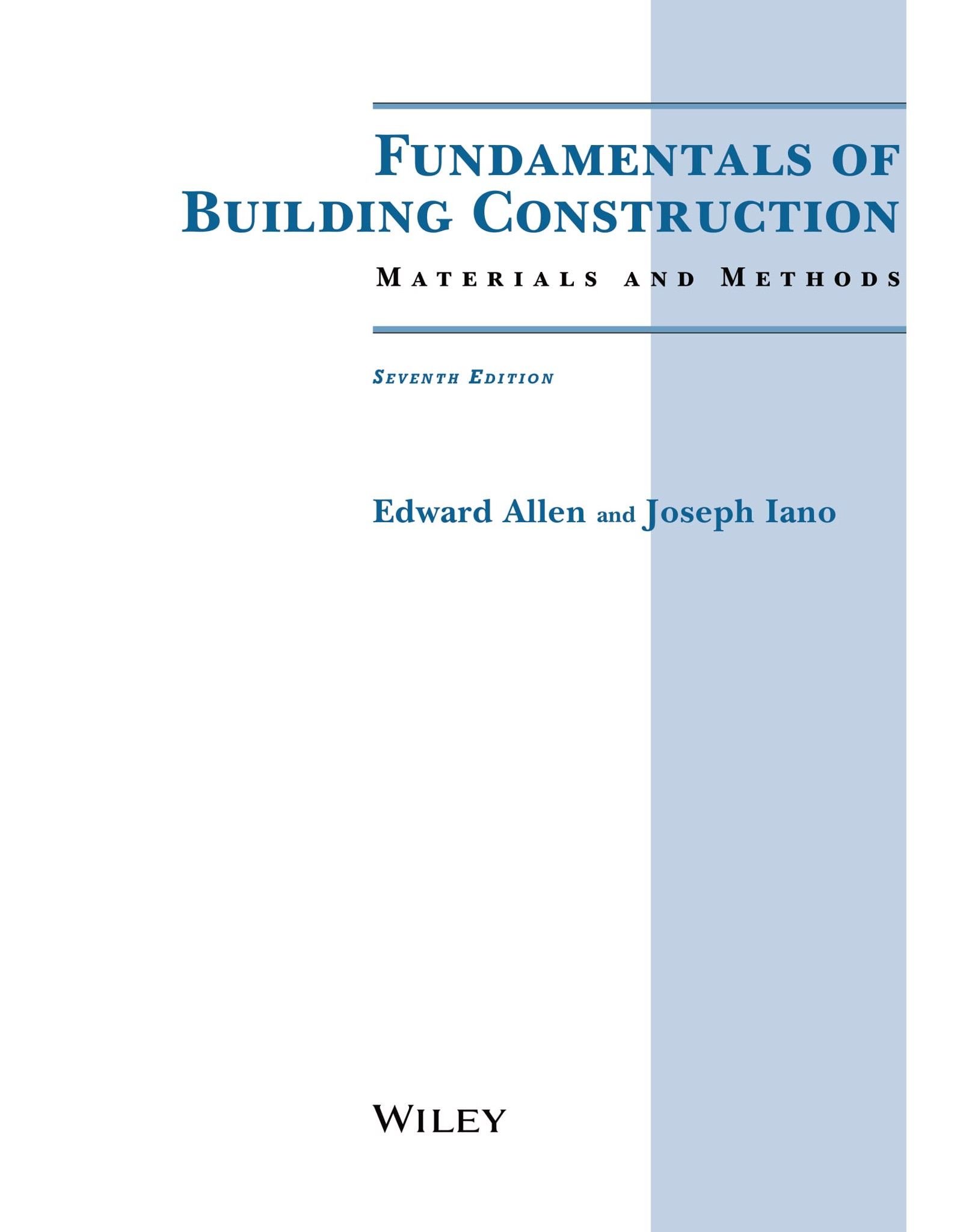 Fundamentals of Building Construction Materials and Methods 7th Editi