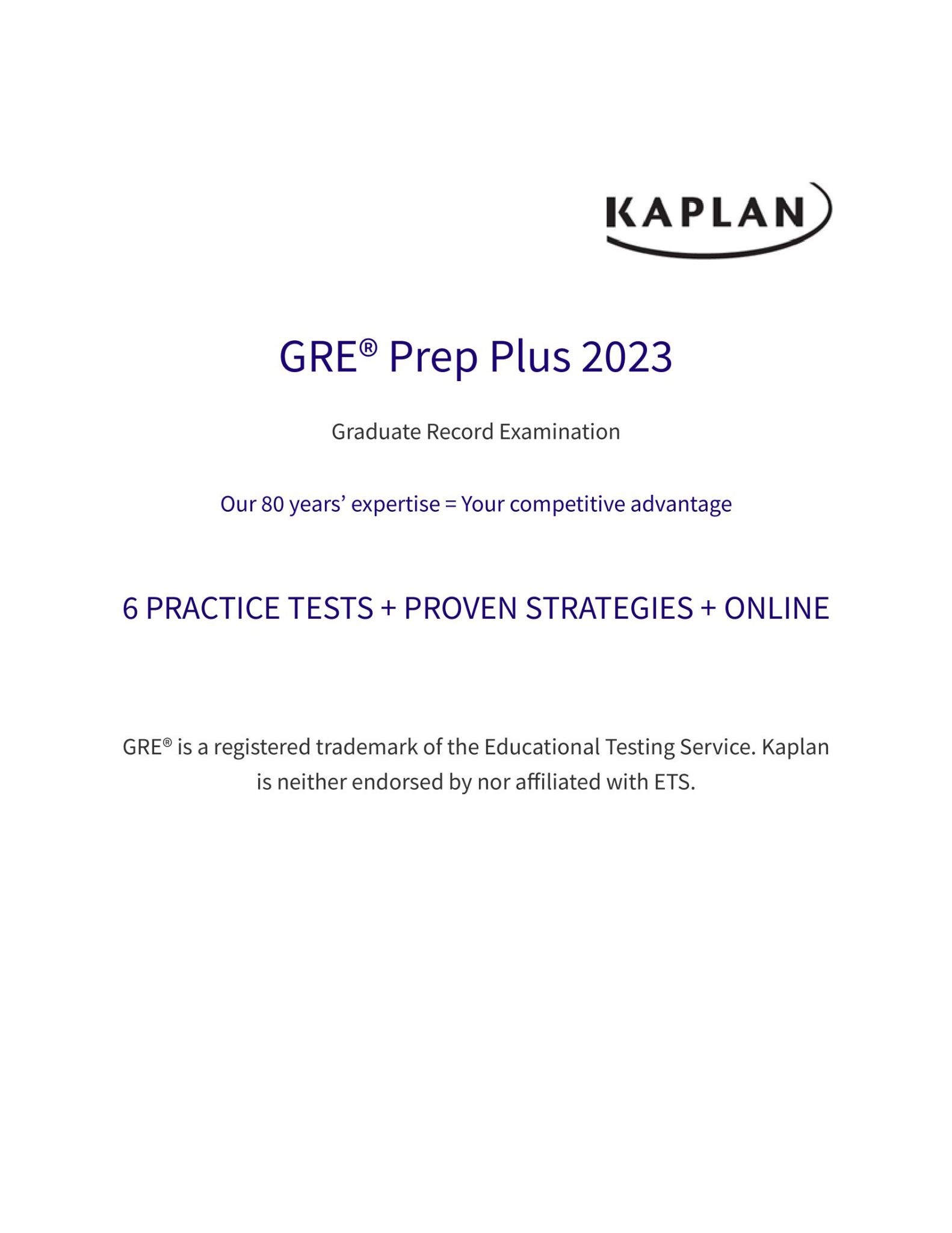 GRE Prep Plus 2023 (Kaplan Test Prep) Ebooks Max30