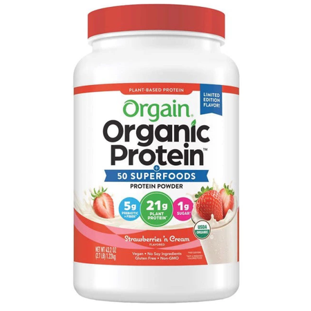 Bột Protein hữu cơ Organic Protein Powder vị dâu (1.22kg)