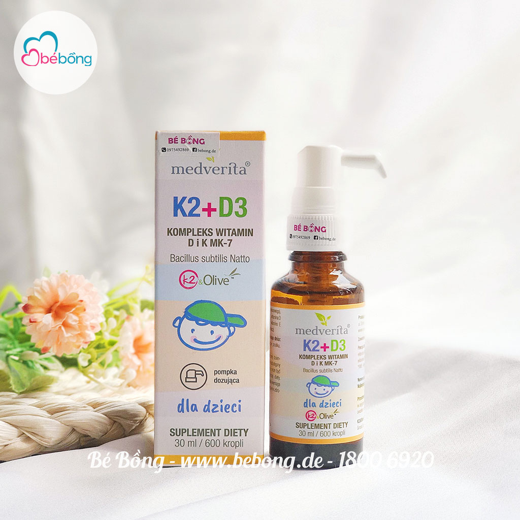 Vitamin D3 K2 MK7 Medverita 30ml – Bé Bồng