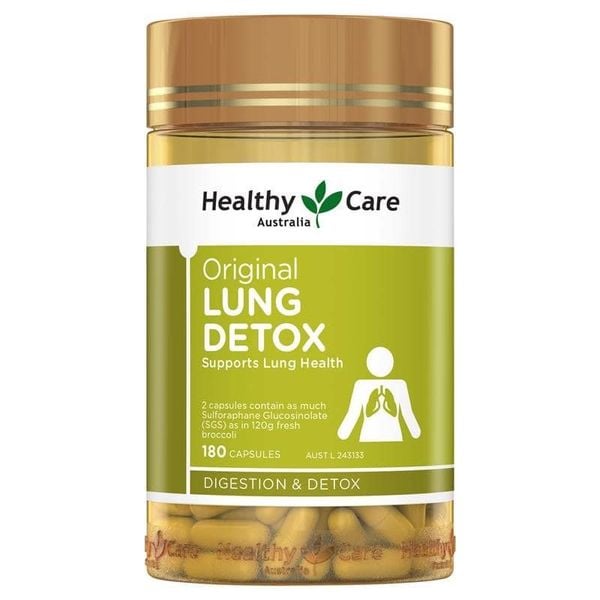 Viên uống thải độc và bổ phổi Healthycare Lung Detox 180 viên.