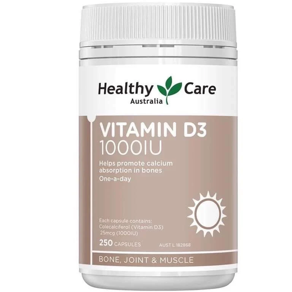 Vitamin D3 Healthycare 1000IU cho trẻ từ 12 tuổi và người lớn