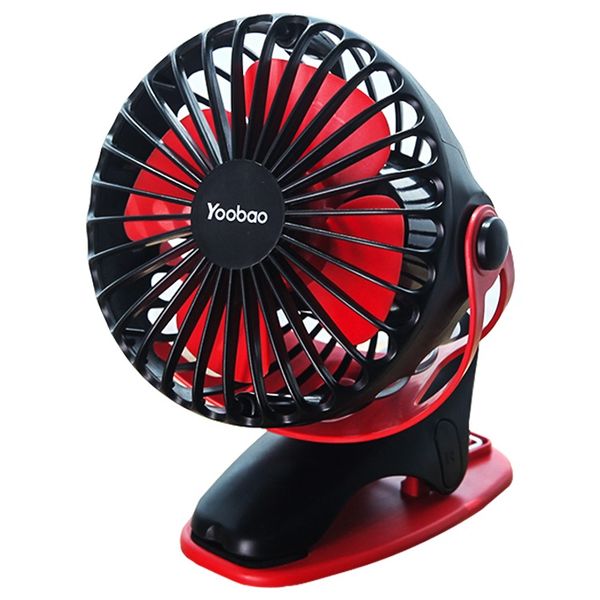 Quạt kẹp tích điện YooBao mix màu đỏ đen