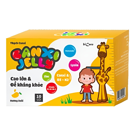 Thạch Canxi Jelly Bicare vị xoài (hộp 10 gói).