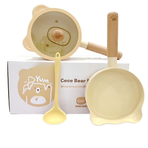 Bộ nồi Coco Bear kèm chảo và thìa gấu.