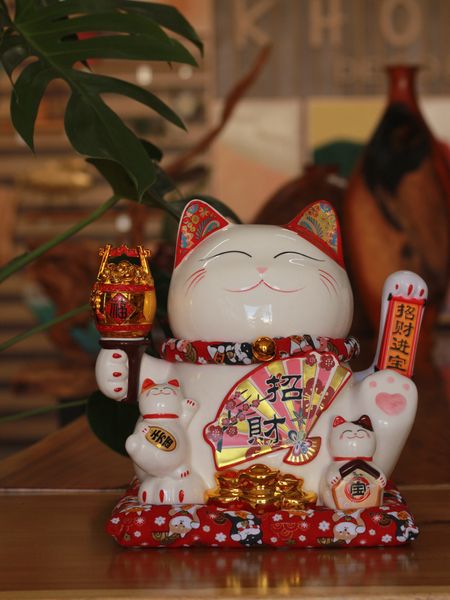  MÈO THẦN TÀI HŨ VÀNG 27CM 