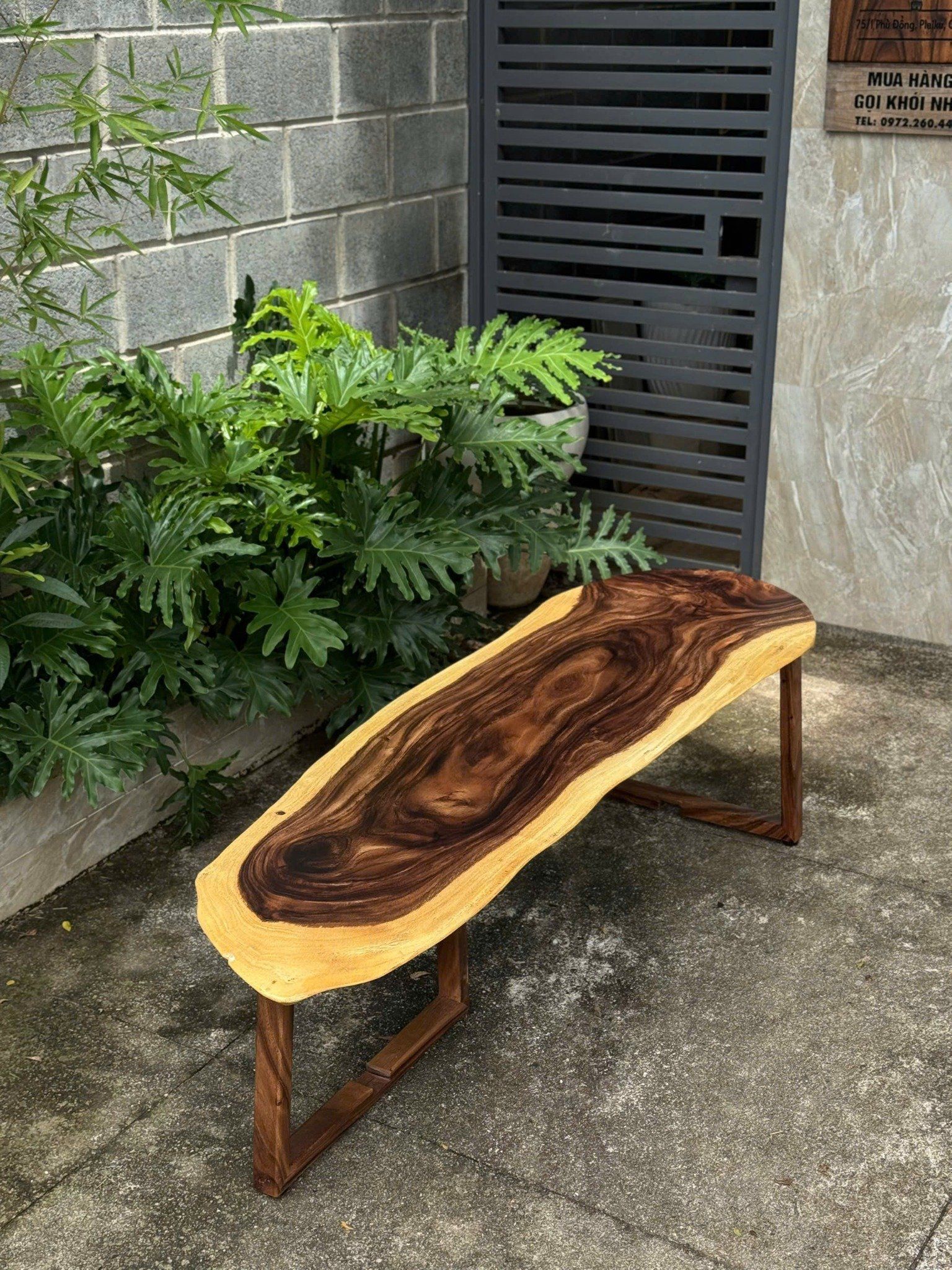  BÀN GỖ ME TÂY 175 x 35-50 x 3 cm 
