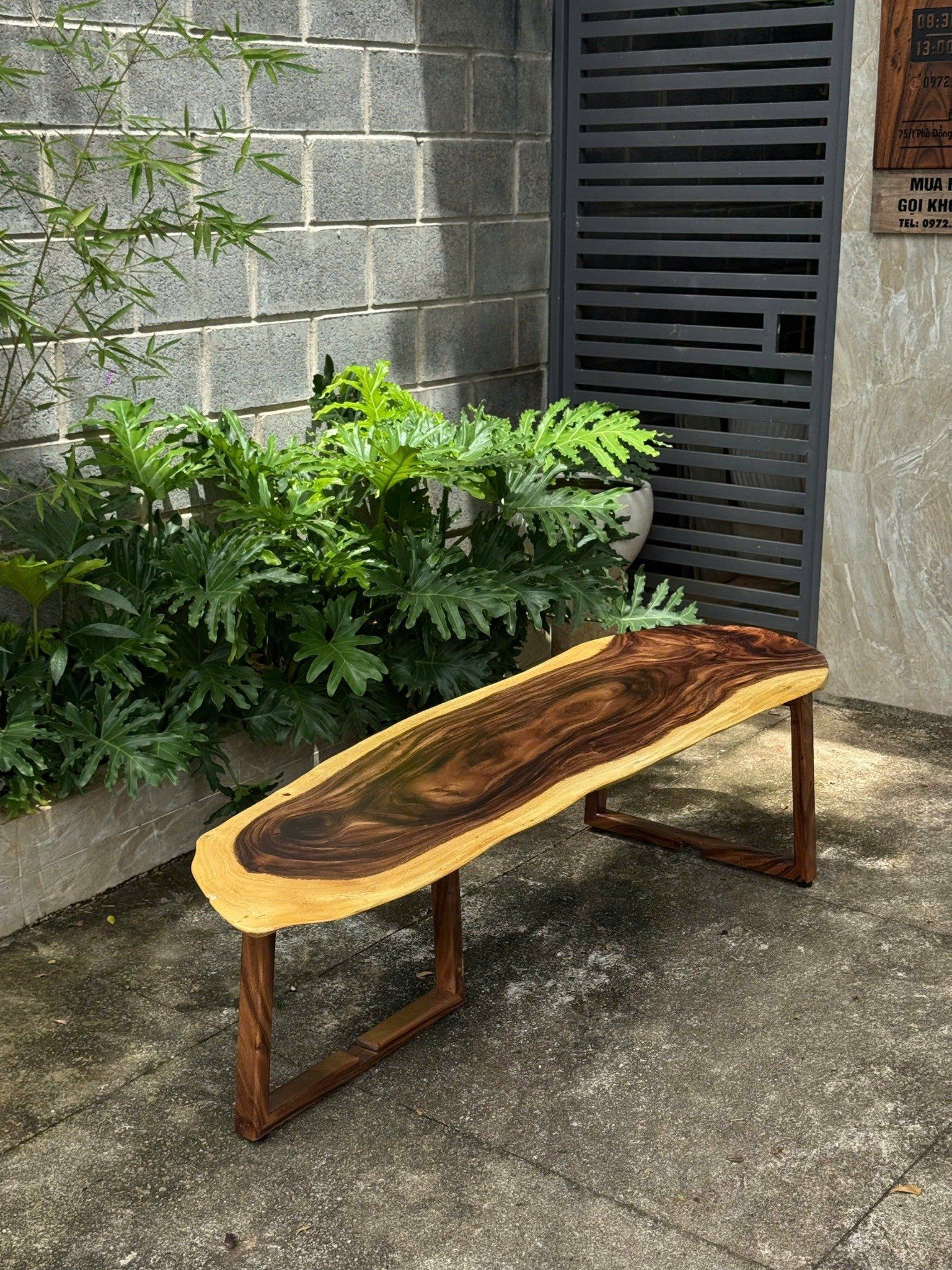  BÀN GỖ ME TÂY 175 x 35-50 x 3 cm 