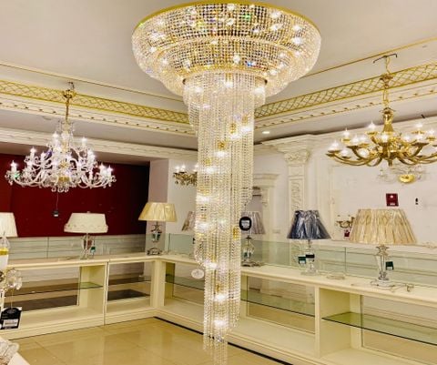 Đèn Trần Thông Tầng Pha Lê Tiệp Spiral Column