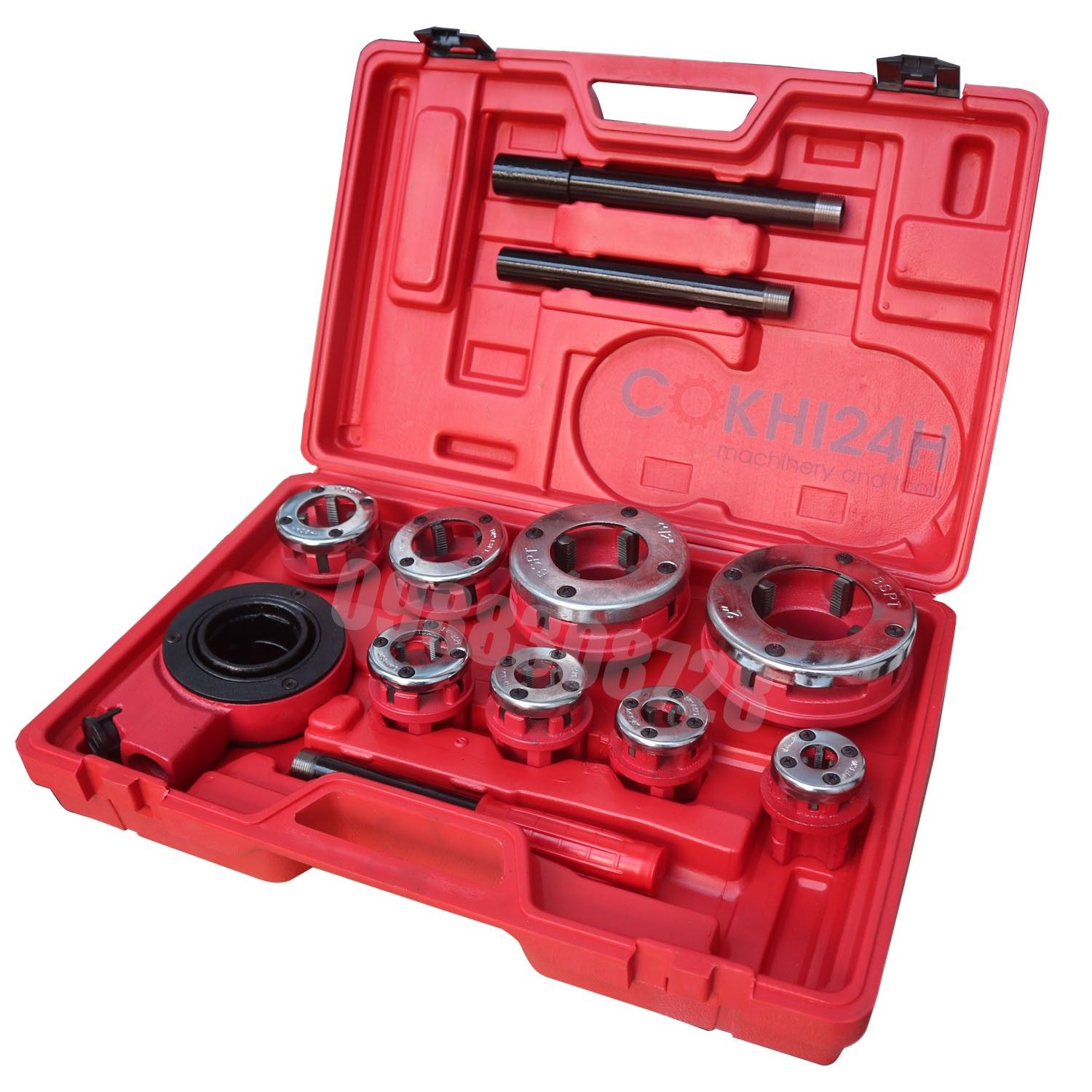 Bộ dụng cụ ren ống SD702 8 đầu ren chuẩn BSPT 13mm đến 60mm – Khoan từ