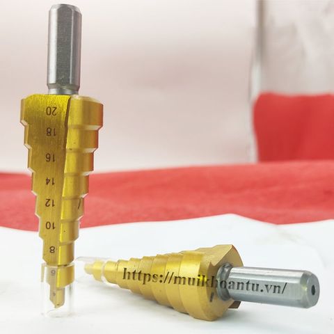 Mũi khoan tháp HSS 4-20mm 9 tầng đuôi trụ