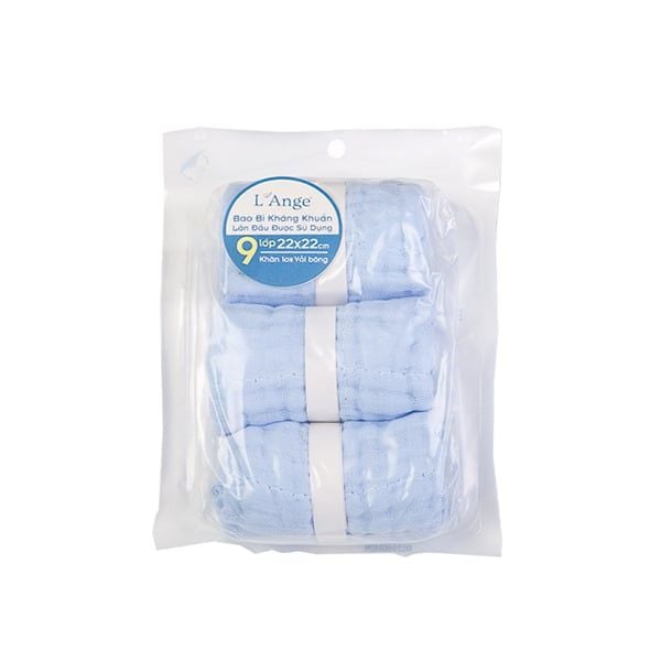 L'Ange Khăn Sữa/Lót Đầu/Khăn Lau Mặt/Khăn Yếm Vải Bông 9 Lớp 22x22cm (Set 3 Cái)