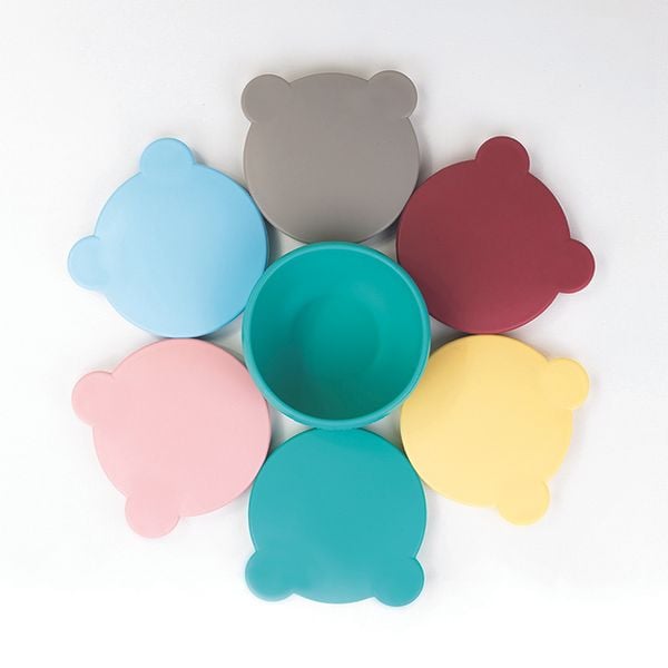 MinikOiOi Chén Ăn Kèm Nắp Đậy Silicone Có Đế Hít Chống Trơn