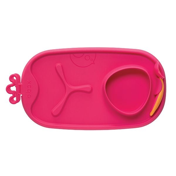 b.box Khay Ăn Dặm Silicone Có Thể Cuộn Tròn, Tặng Kèm Muỗng Cho Bé