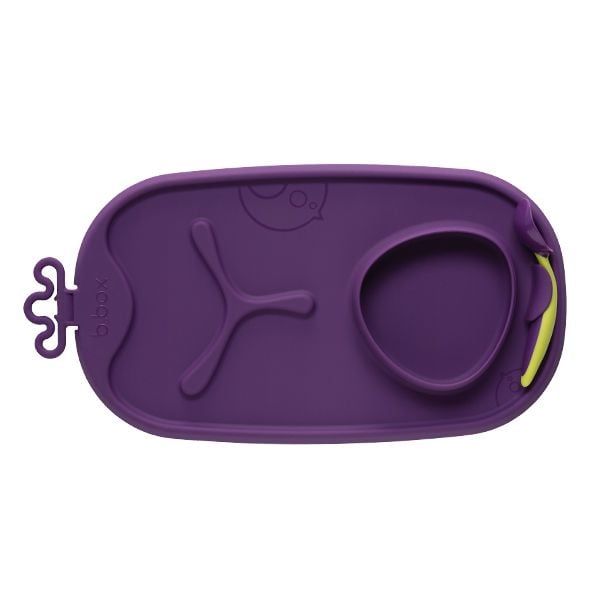 b.box Khay Ăn Dặm Silicone Có Thể Cuộn Tròn, Tặng Kèm Muỗng Cho Bé