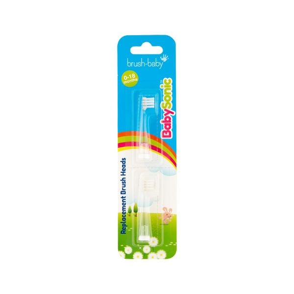 Brush-Baby Bộ 2 Đầu Bàn Chải Thay Thế Bàn Chải Điện Sóng Âm BabySonic (0 - 18 Tháng)