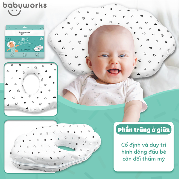 Babyworks Gối Chống Bẹt Đầu Cho Bé Chất Liệu Cao Su Non Đàn Hồi