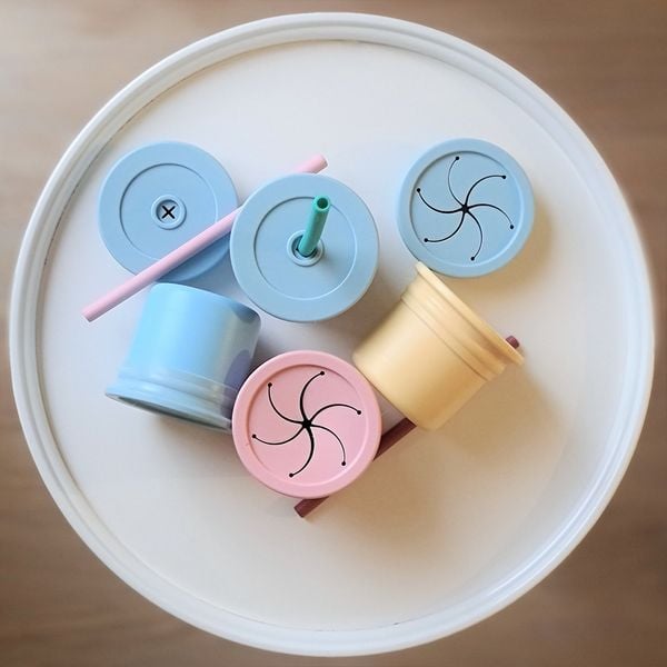 MinikOiOi Cốc Uống Nước Đa Năng Kèm Ống Hút & Nắp Đậy Silicone