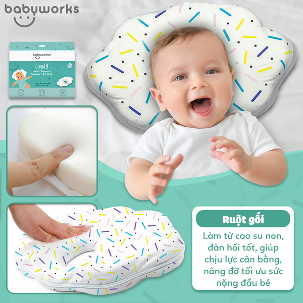 Babyworks Gối Chống Bẹt Đầu Cho Bé Chất Liệu Cao Su Non Đàn Hồi