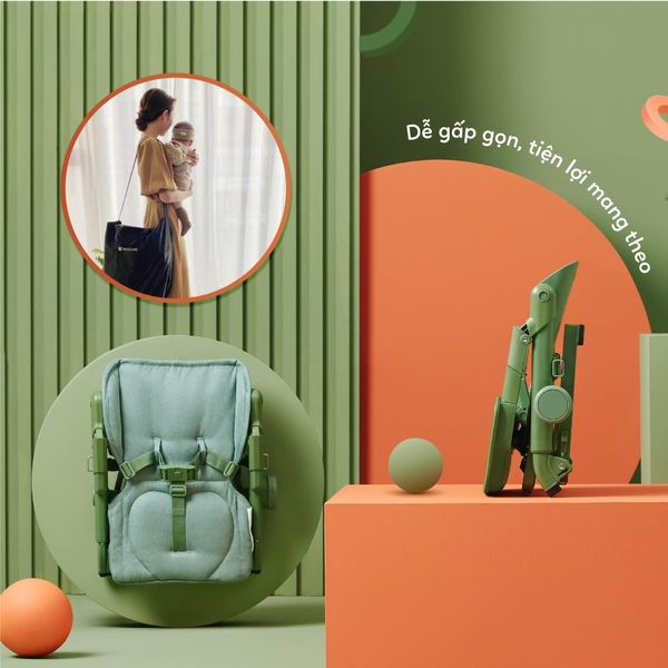 Unilove Ghế Ăn Dặm 3 Trong 1 FeedMe Chân Ghế Chống Trượt, Dễ Dàng Gấp Gọn