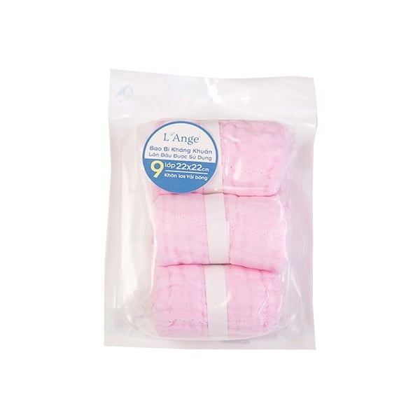 L'Ange Khăn Sữa/Lót Đầu/Khăn Lau Mặt/Khăn Yếm Vải Bông 9 Lớp 22x22cm (Set 3 Cái)