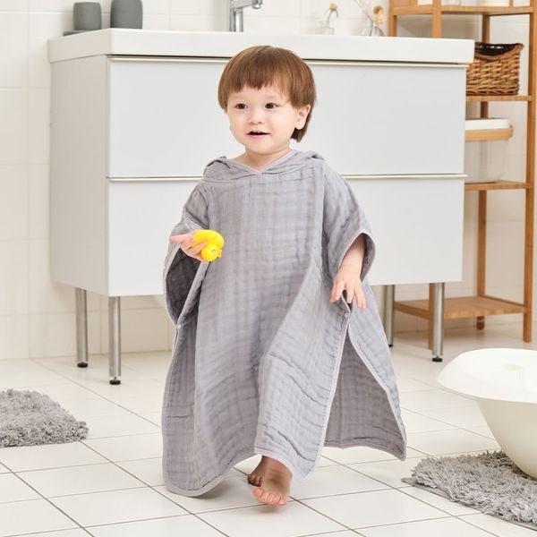 L'Ange Áo Choàng Tắm Có Nón Vải Bông 6 lớp 50x55cm (Size S)