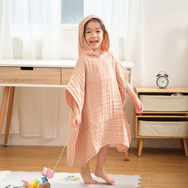 L'Ange Áo Choàng Tắm Có Nón Vải Bông 6 Lớp 60x65cm (Size M)