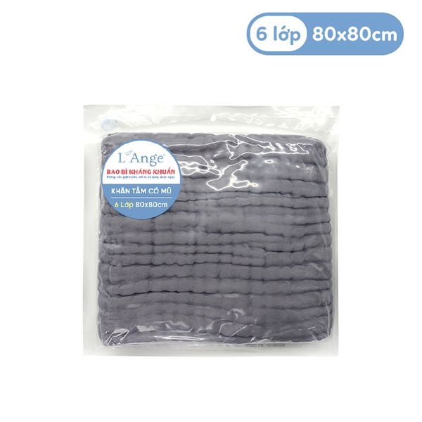 L'Ange Khăn Tắm/Khăn Quấn/Chăn Đắp Có Nón Vải Bông 6 lớp 80x80cm