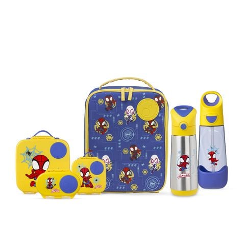 B.BOX SET HỘP CƠM TRƯA/ĐỒ ĂN VẶT, TÚI ĐỰNG HỘP CƠM VÀ BÌNH NƯỚC PHIÊN BẢN SPIDEY CHO BÉ