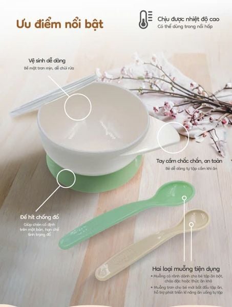 FARLIN Bộ Chén Muỗng Có Đế Hít Chống Trơn, Nắp Đậy Tiện Lợi