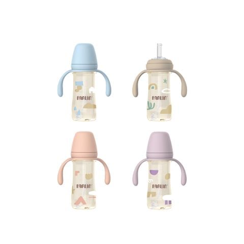 FARLIN BÌNH NƯỚC PPSU 360 ĐỘ CÓ VAN CHỐNG SẶC VÀ TAY CẦM CHO BÉ TẬP UỐNG NƯỚC 270ML (NẮP THÁO RỜI)