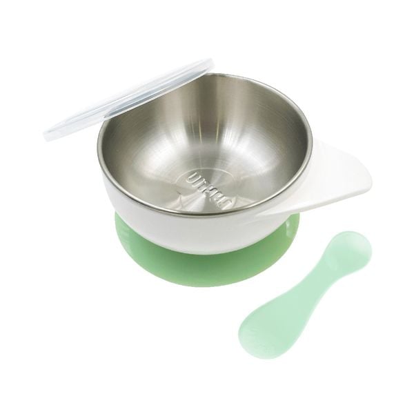 FARLIN Bộ Chén Inox Cách Nhiệt Kèm Muỗng Silicone, Đế Hít Chống Trơn, Nắp Đậy Tiện Lợi