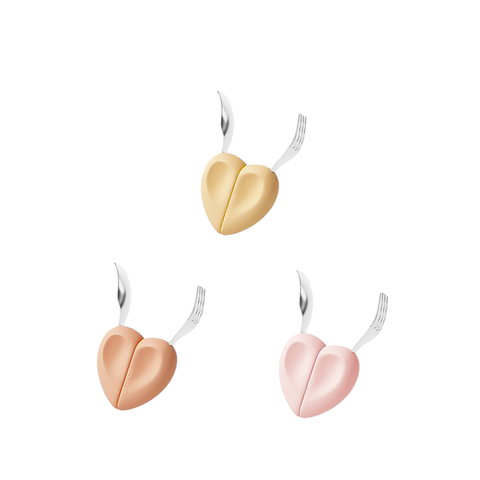 MOYUUM BỘ THÌA DĨA HÌNH TRÁI TIM CHO BÉ TẬP ĂN DẶM