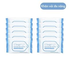 L'ANGE KHĂN VẢI KHÔ ĐA NĂNG CHO MẸ VÀ BÉ (COMBO 10 BỊCH NHỎ)