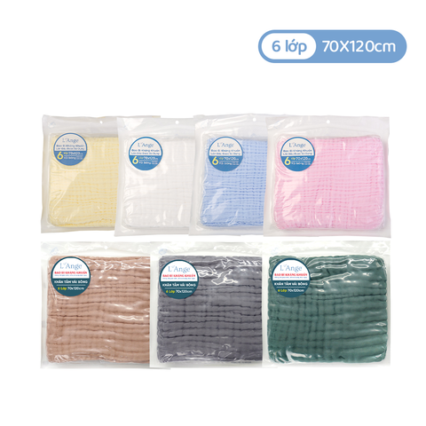 L'ANGE KHĂN TẮM/KHĂN QUẤN/CHĂN ĐẮP VẢI BÔNG 6 LỚP 70x120cm